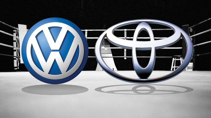 Toyota en Volkswagen in nek-aan-nek race